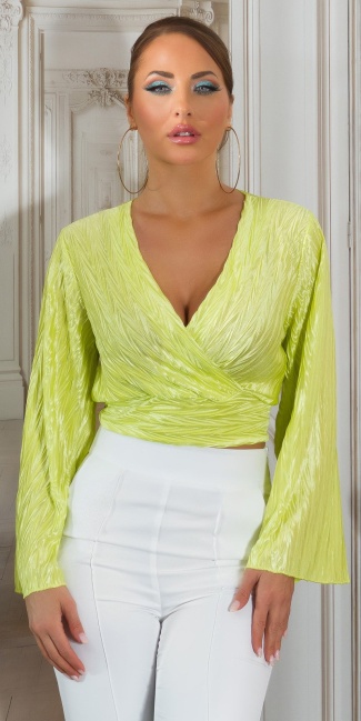 cropped blouse wikkel look groen